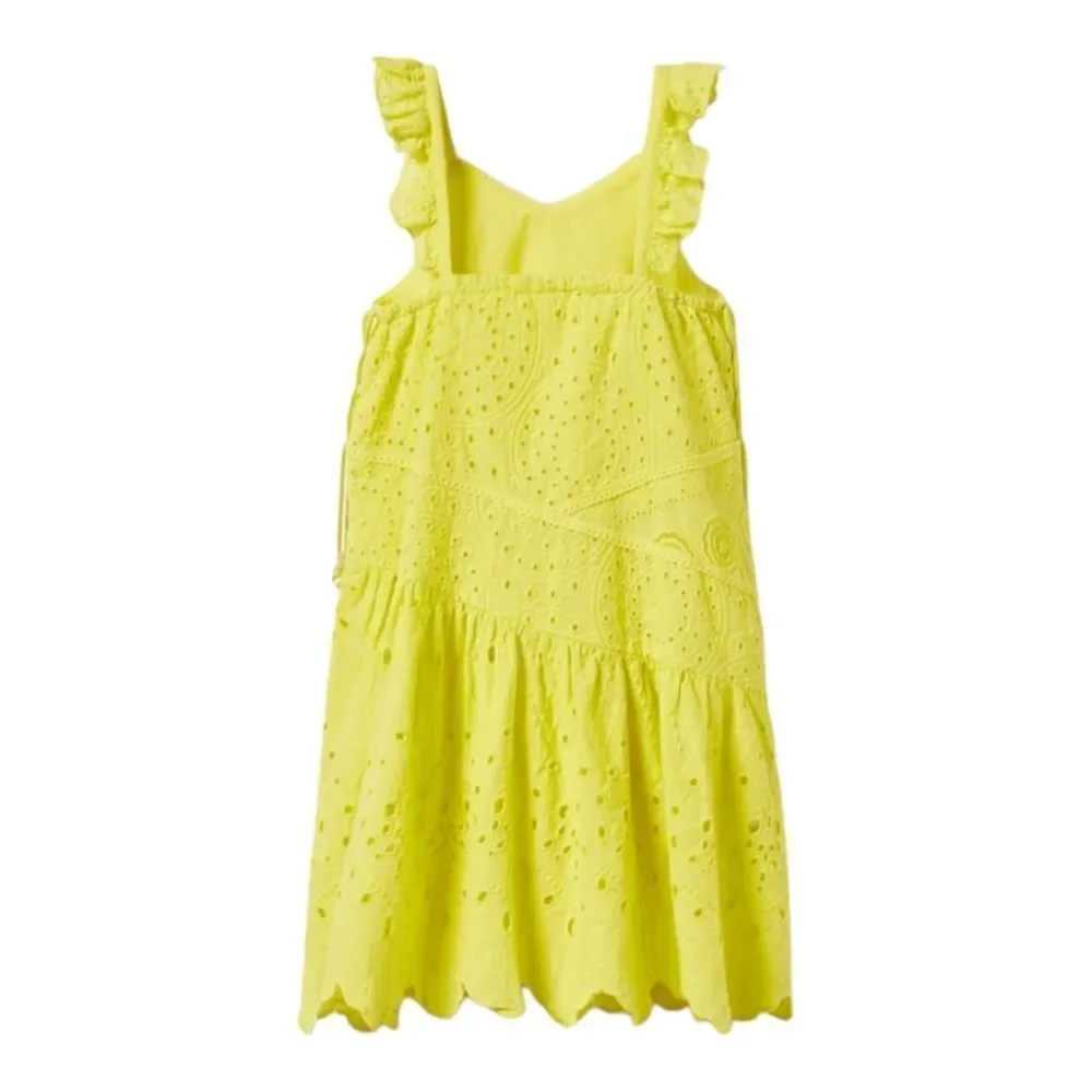 ZARA Kids Embroidered Lime Green Girls Dress Size 14 NWT